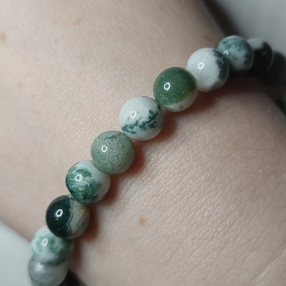 Tree Agate Stone Pendant And Tree Agate Stone 8mm… - image 5